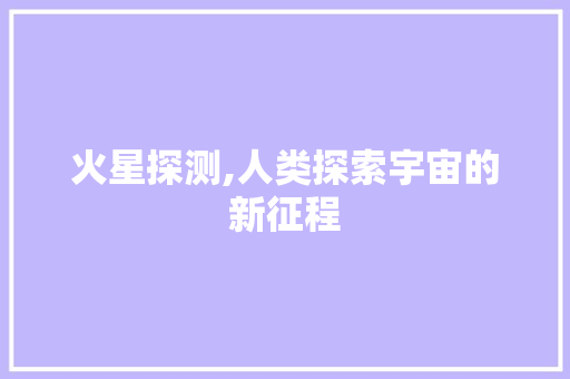 火星探测,人类探索宇宙的新征程