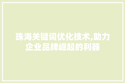 珠海关键词优化技术,助力企业品牌崛起的利器