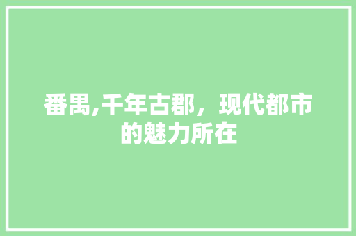 番禺,千年古郡，现代都市的魅力所在 seo技术