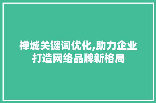 禅城关键词优化,助力企业打造网络品牌新格局 网站优化