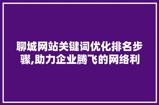 聊城网站关键词优化排名步骤,助力企业腾飞的网络利器 seo技术