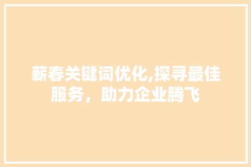 蕲春关键词优化,探寻最佳服务，助力企业腾飞 百度算法