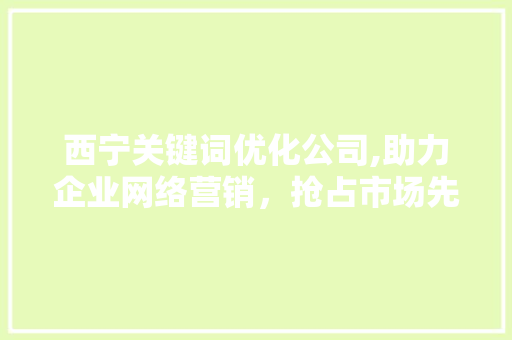 西宁关键词优化公司,助力企业网络营销，抢占市场先机