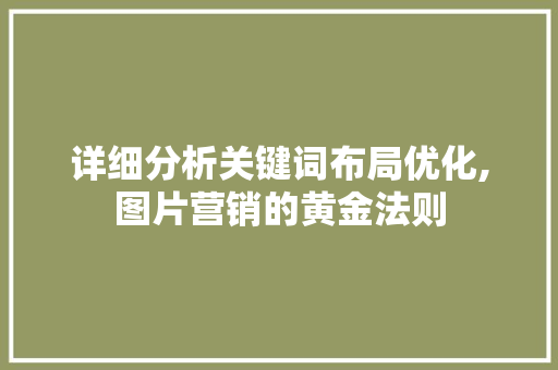 详细分析关键词布局优化,图片营销的黄金法则
