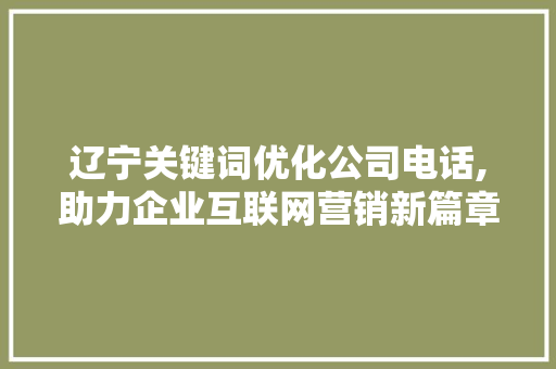辽宁关键词优化公司电话,助力企业互联网营销新篇章 百度算法