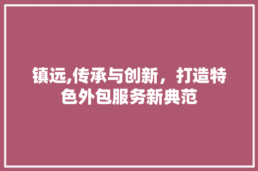 镇远,传承与创新，打造特色外包服务新典范