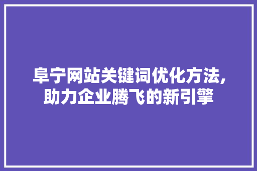 阜宁网站关键词优化方法,助力企业腾飞的新引擎
