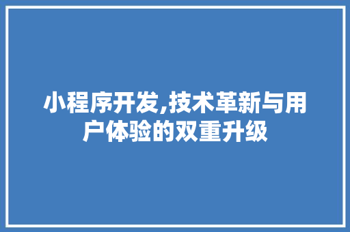 小程序开发,技术革新与用户体验的双重升级 小程序开发,技术革新与用户体验的双重升级 AI技术学习