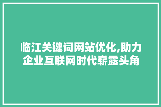 临江关键词网站优化,助力企业互联网时代崭露头角
