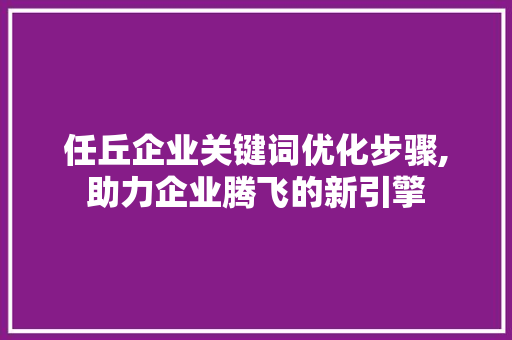任丘企业关键词优化步骤,助力企业腾飞的新引擎 百度算法