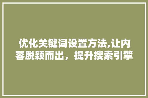 优化关键词设置方法,让内容脱颖而出，提升搜索引擎排名