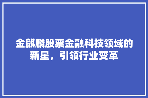 金麒麟股票金融科技领域的新星，引领行业变革 英文谷歌算法