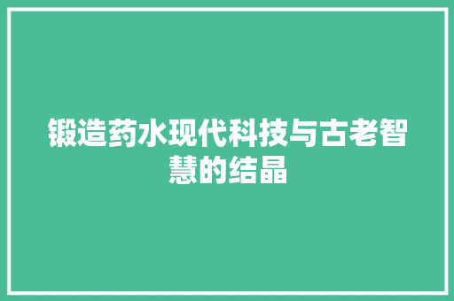 锻造药水现代科技与古老智慧的结晶 360搜优化