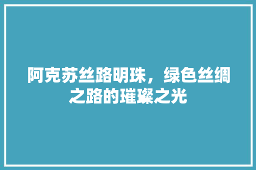 阿克苏丝路明珠，绿色丝绸之路的璀璨之光 网站优化