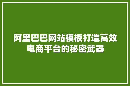 阿里巴巴网站模板打造高效电商平台的秘密武器