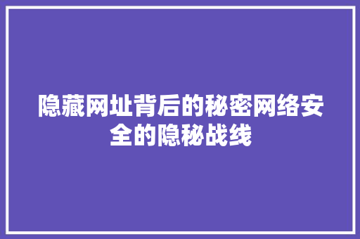 隐藏网址背后的秘密网络安全的隐秘战线