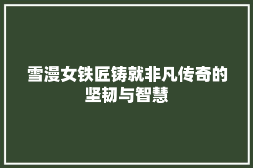 雪漫女铁匠铸就非凡传奇的坚韧与智慧 seo技术