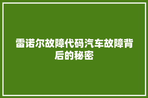 雷诺尔故障代码汽车故障背后的秘密 英文谷歌算法