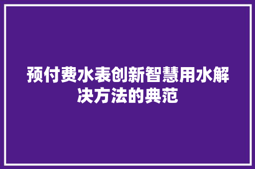预付费水表创新智慧用水解决方法的典范 AI技术学习