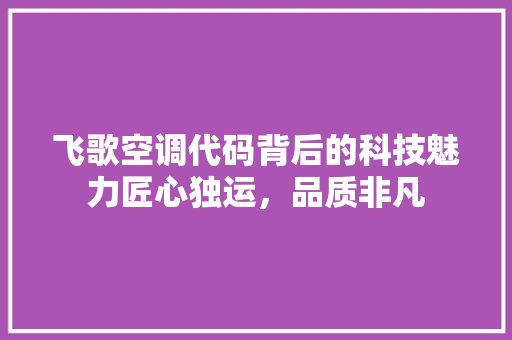飞歌空调代码背后的科技魅力匠心独运，品质非凡 英文谷歌算法