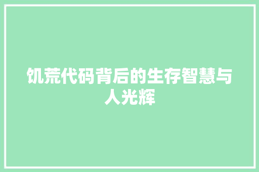 饥荒代码背后的生存智慧与人光辉 seo技术