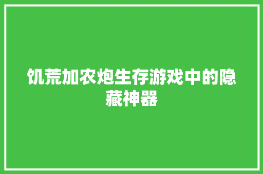饥荒加农炮生存游戏中的隐藏神器 百度算法