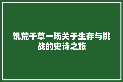 饥荒干草一场关于生存与挑战的史诗之旅 seo技术
