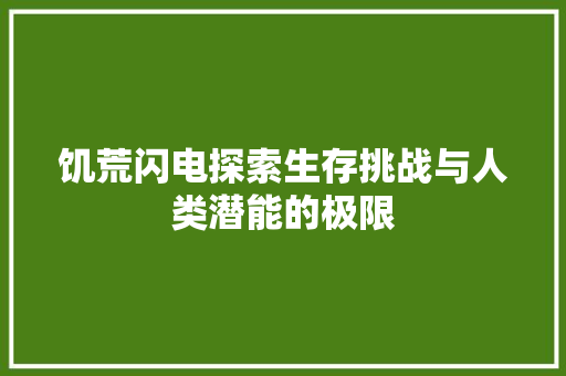 饥荒闪电探索生存挑战与人类潜能的极限 seo技术