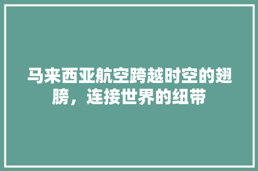 马来西亚航空跨越时空的翅膀，连接世界的纽带