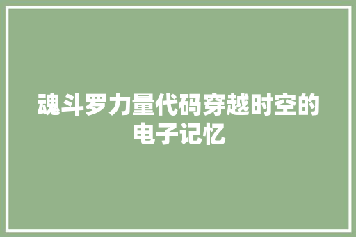魂斗罗力量代码穿越时空的电子记忆 网站优化
