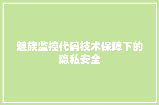 魅族监控代码技术保障下的隐私安全 360搜优化