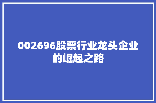 002696股票行业龙头企业的崛起之路 seo技术