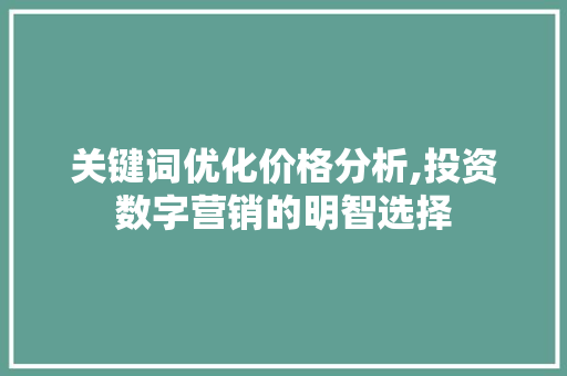 关键词优化价格分析,投资数字营销的明智选择