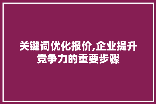 关键词优化报价,企业提升竞争力的重要步骤 网站优化
