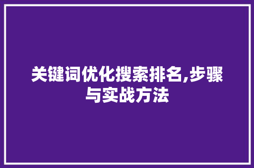 关键词优化搜索排名,步骤与实战方法