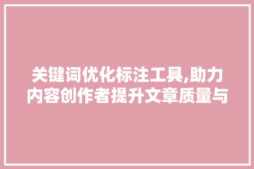 关键词优化标注工具,助力内容创作者提升文章质量与传播效果