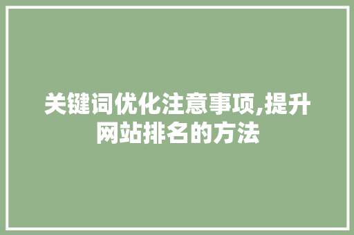关键词优化注意事项,提升网站排名的方法 百度算法