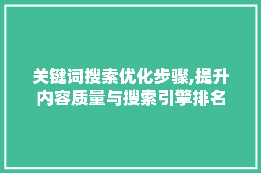 关键词搜索优化步骤,提升内容质量与搜索引擎排名