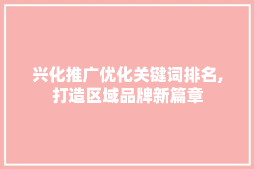 兴化推广优化关键词排名,打造区域品牌新篇章 seo技术