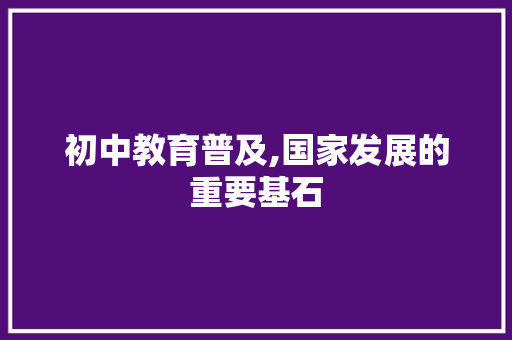 初中教育普及,国家发展的重要基石