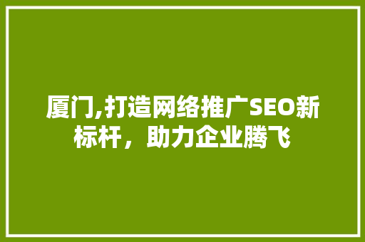 厦门,打造网络推广SEO新标杆，助力企业腾飞