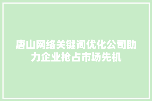 唐山网络关键词优化公司助力企业抢占市场先机 网站开发