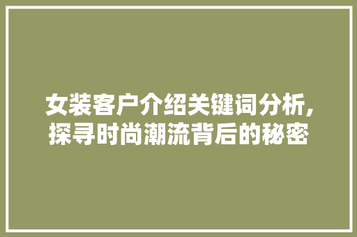女装客户介绍关键词分析,探寻时尚潮流背后的秘密