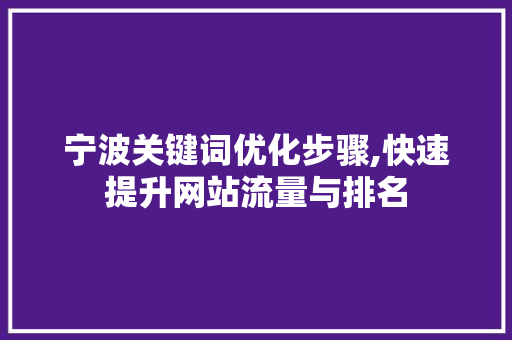 宁波关键词优化步骤,快速提升网站流量与排名