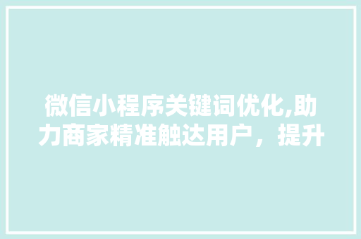 微信小程序关键词优化,助力商家精准触达用户，提升转化率 小程序开发