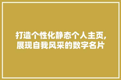 打造个性化静态个人主页,展现自我风采的数字名片
