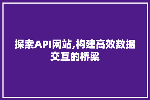 探索API网站,构建高效数据交互的桥梁