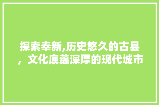 探索奉新,历史悠久的古县，文化底蕴深厚的现代城市