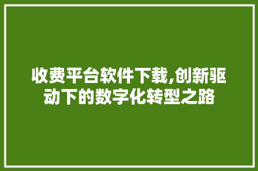 收费平台软件下载,创新驱动下的数字化转型之路
