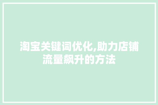 淘宝关键词优化,助力店铺流量飙升的方法 网站开发